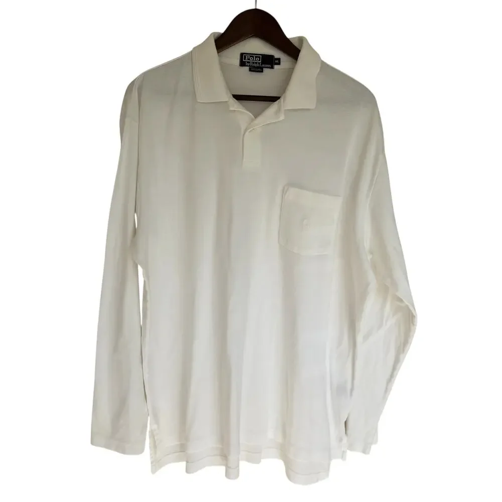 Polo Ralph Lauren White Long Sleeve Polo - XL